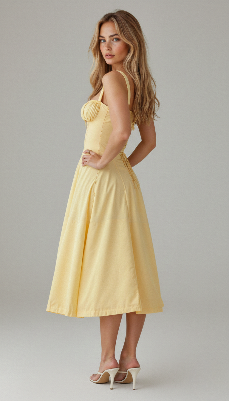 Floral Pattern Midi Corset Dress