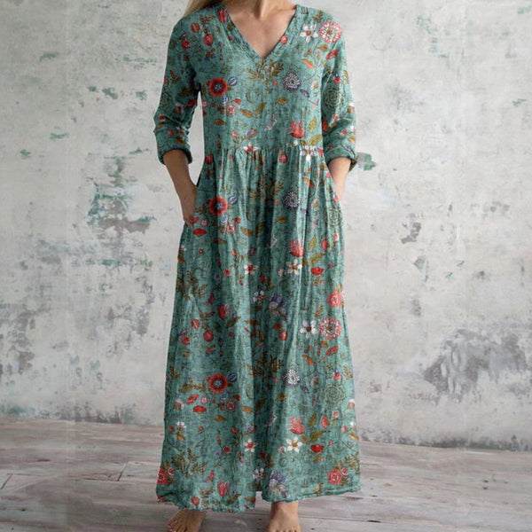 Maxi Floral Linen Dress