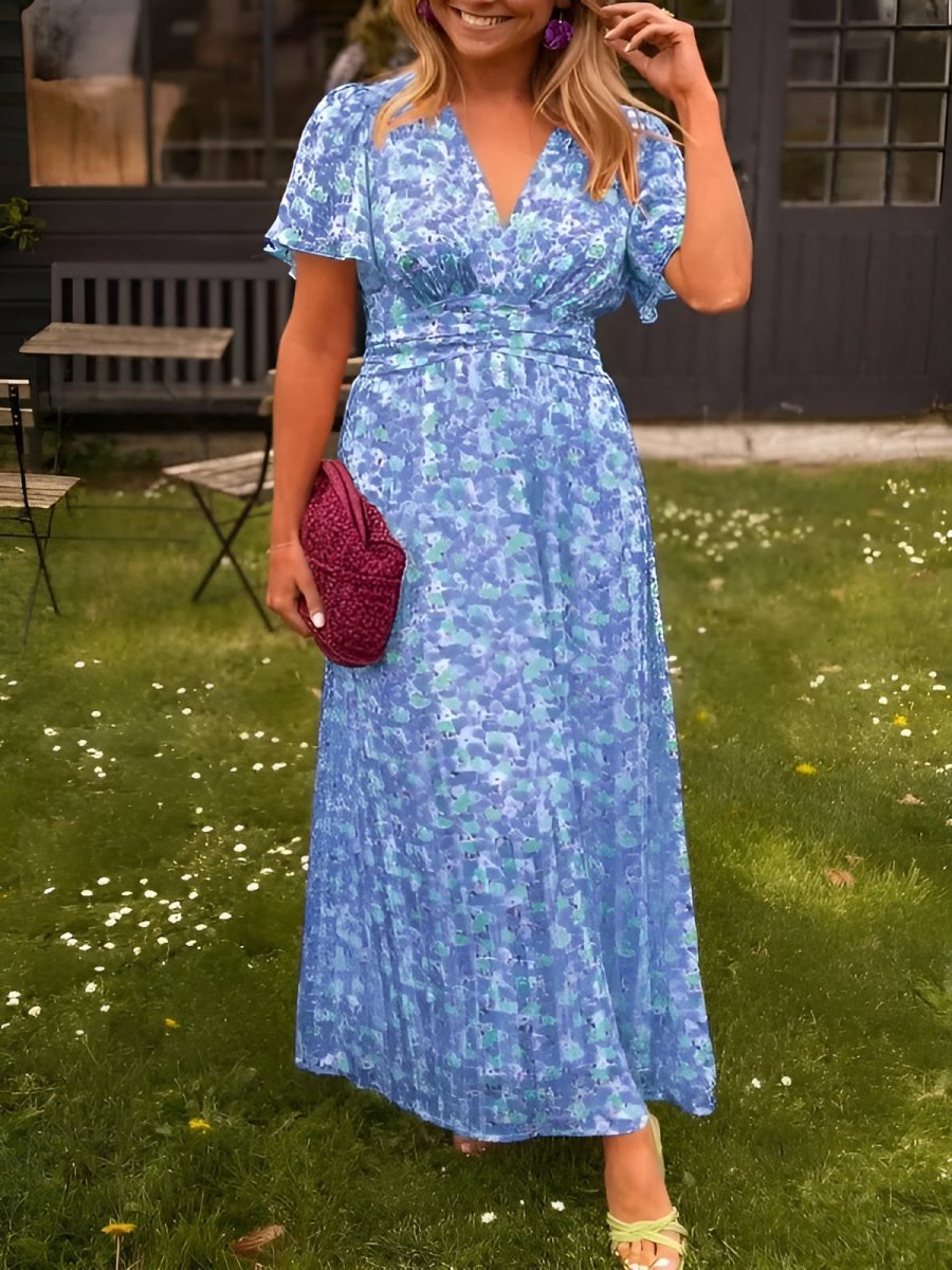 Maxi Dress with Ruffle Print