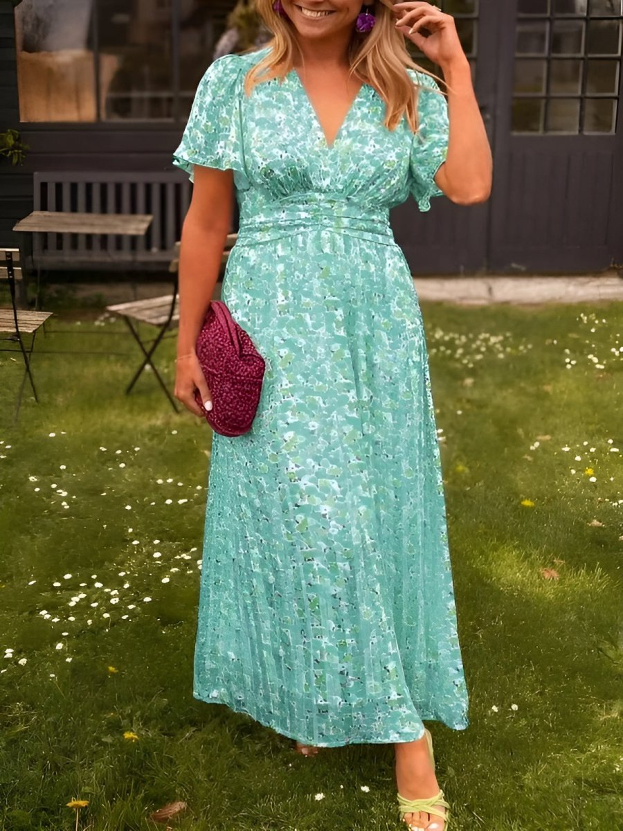 Maxi Dress with Ruffle Print
