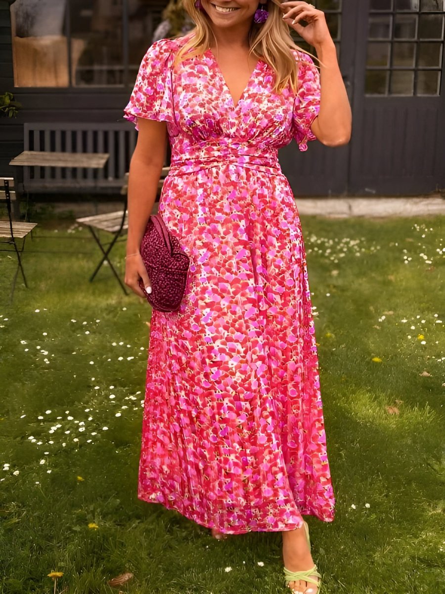 Maxi Dress with Ruffle Print