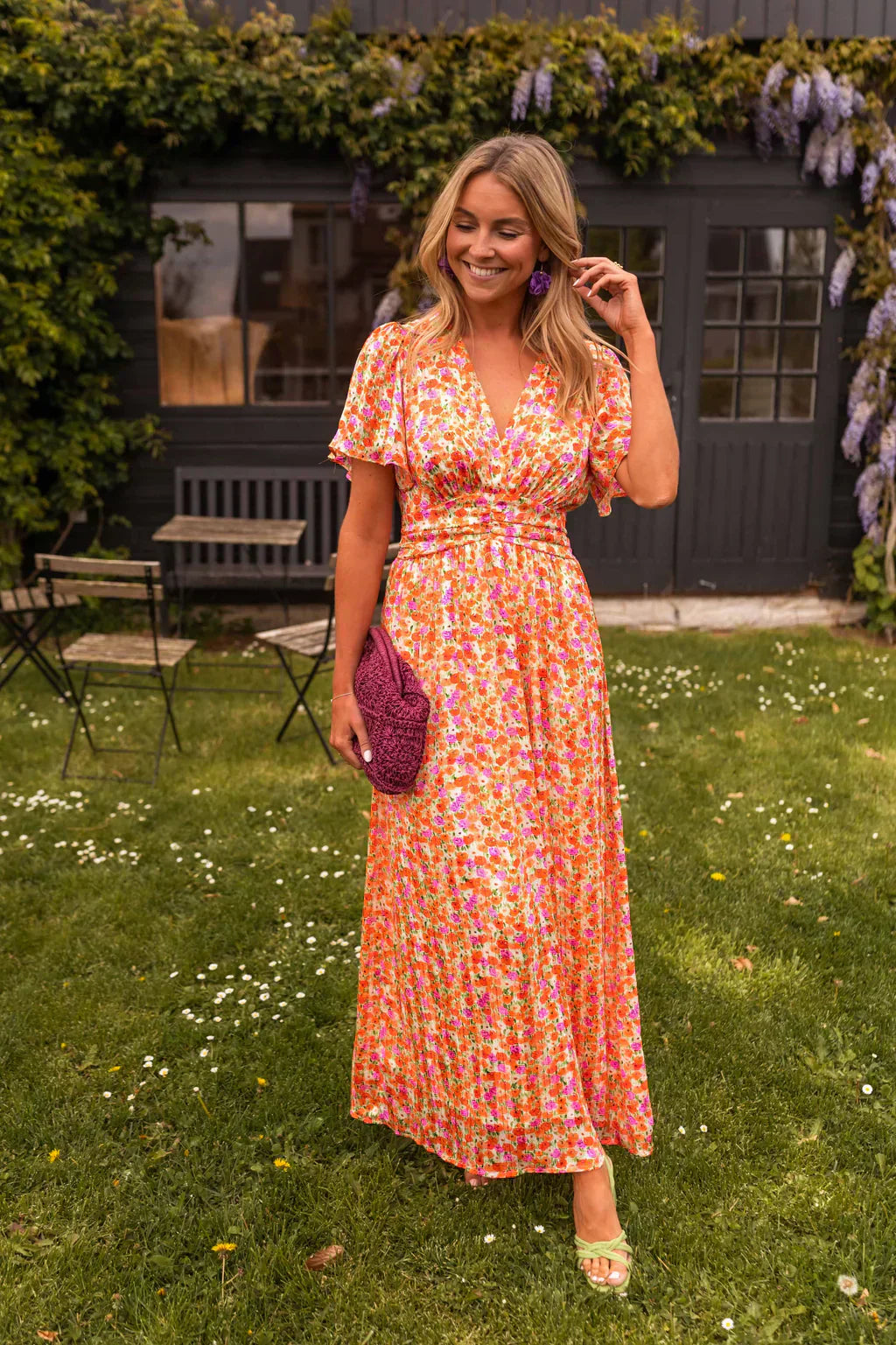 Maxi Dress with Ruffle Print