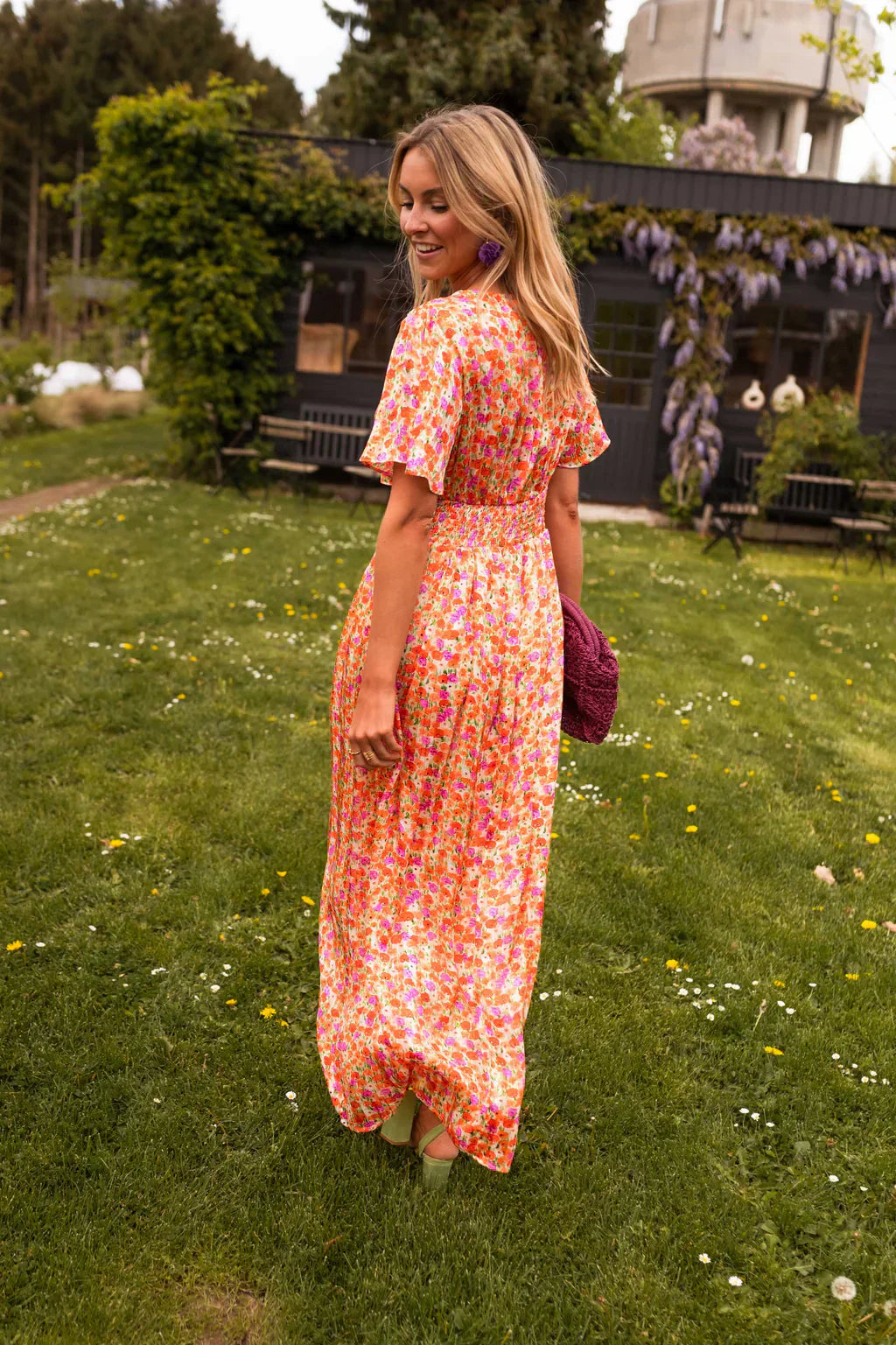 Maxi Dress with Ruffle Print