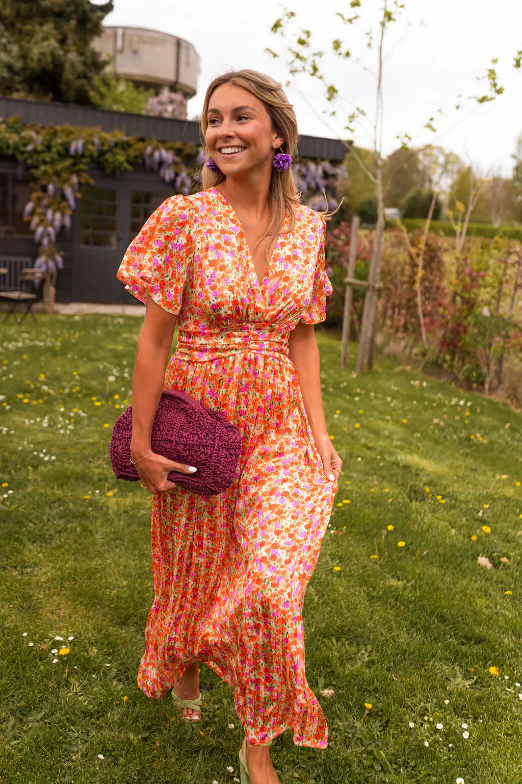 Maxi Dress with Ruffle Print