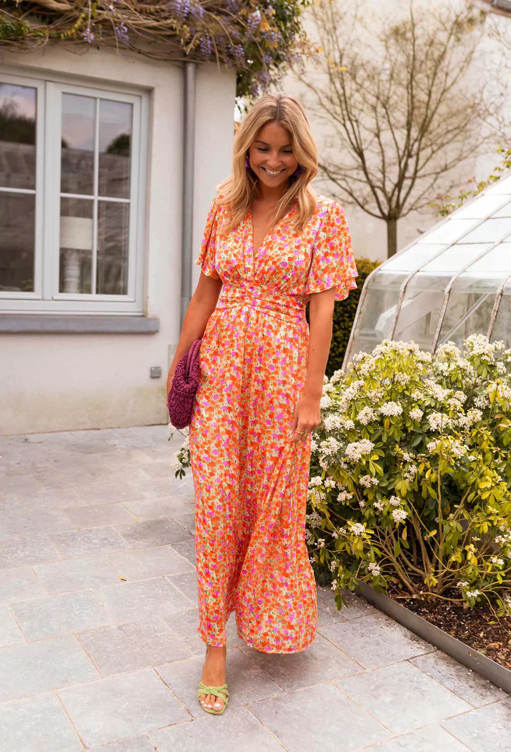 Maxi Dress with Ruffle Print