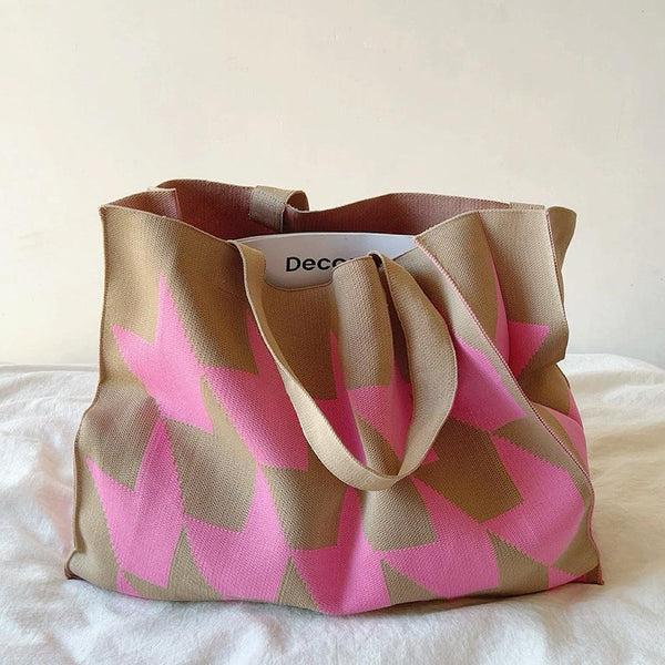 Women's Tote Bag with Practical Geometric Pattern