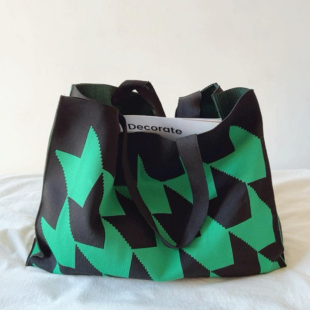 Women's Tote Bag with Practical Geometric Pattern