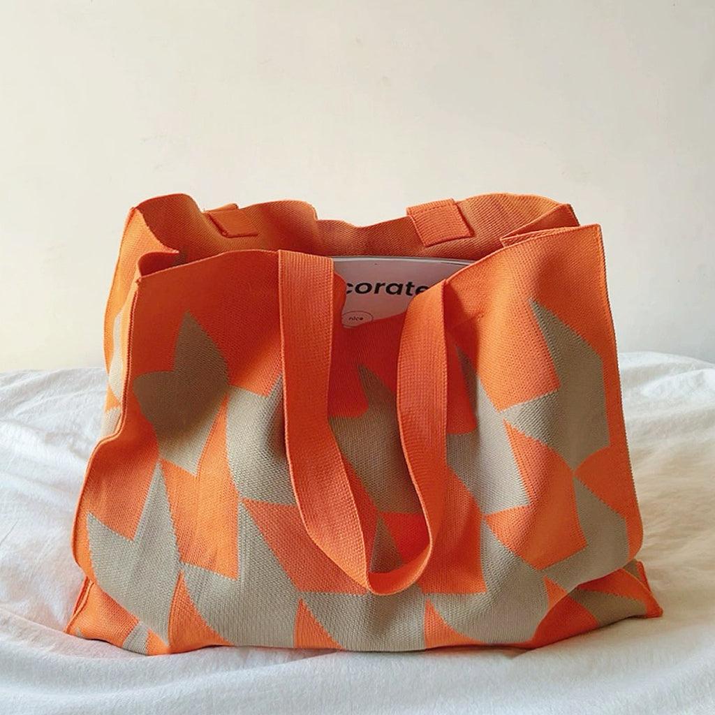 Women's Tote Bag with Practical Geometric Pattern